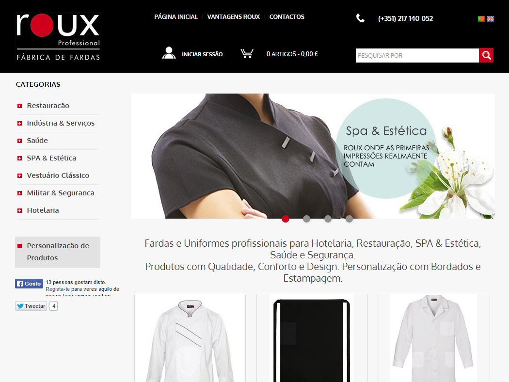 Roux Professional - Loja online de Fábrica de Fardas e Fardamento