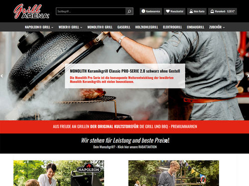 Grill Arena - Online Shop erstellt mit Shopware