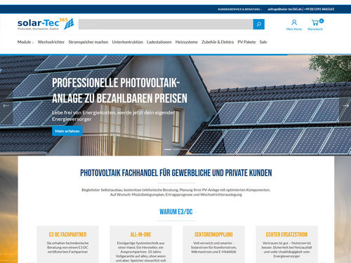 SolarTec 365 - Online Shop erstellt mit Shopware