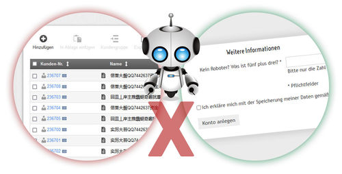 Robot/Spam Schutz von Registrierungsformular epages Base