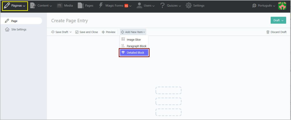 Create Online QuizManager Back Office content