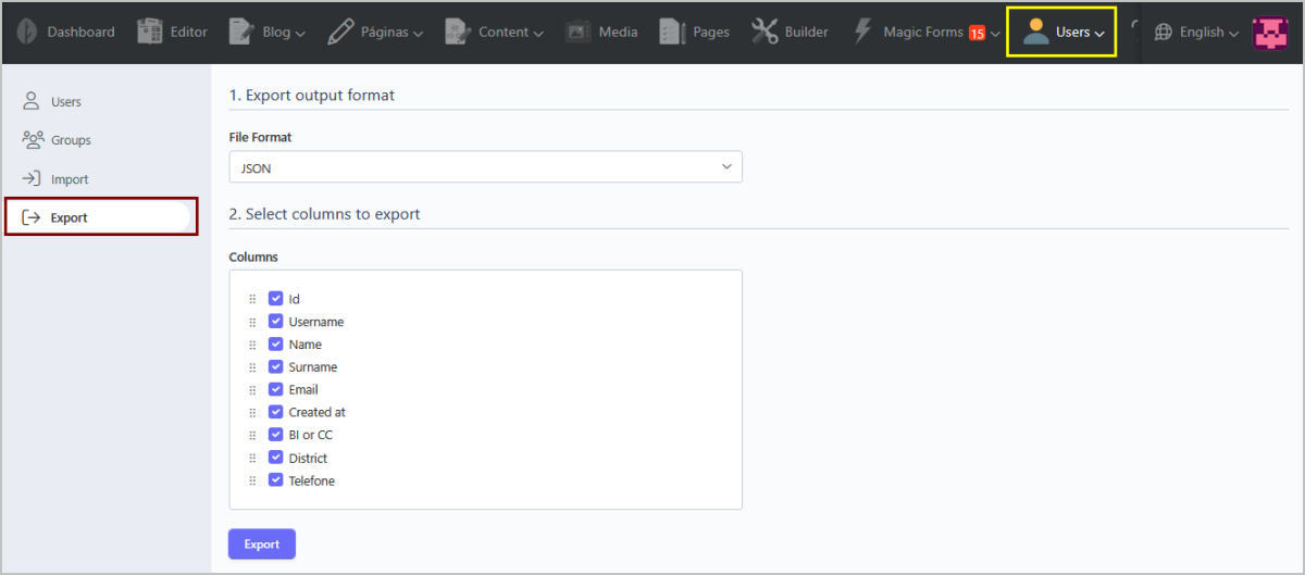 Quiz Manager Participants Export