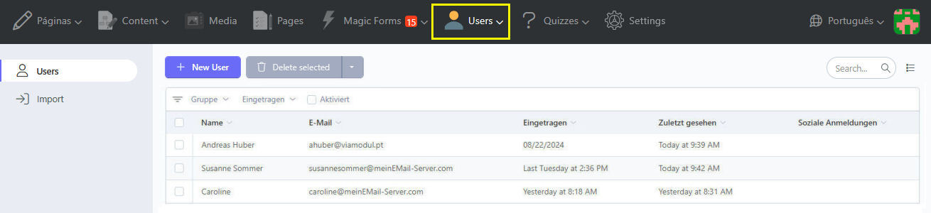 Gestão de Back Office dos Participantes do QuizManager Online