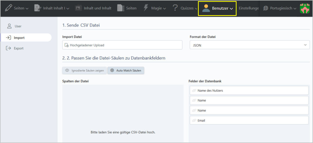 Import von Quiz Teilnehmern