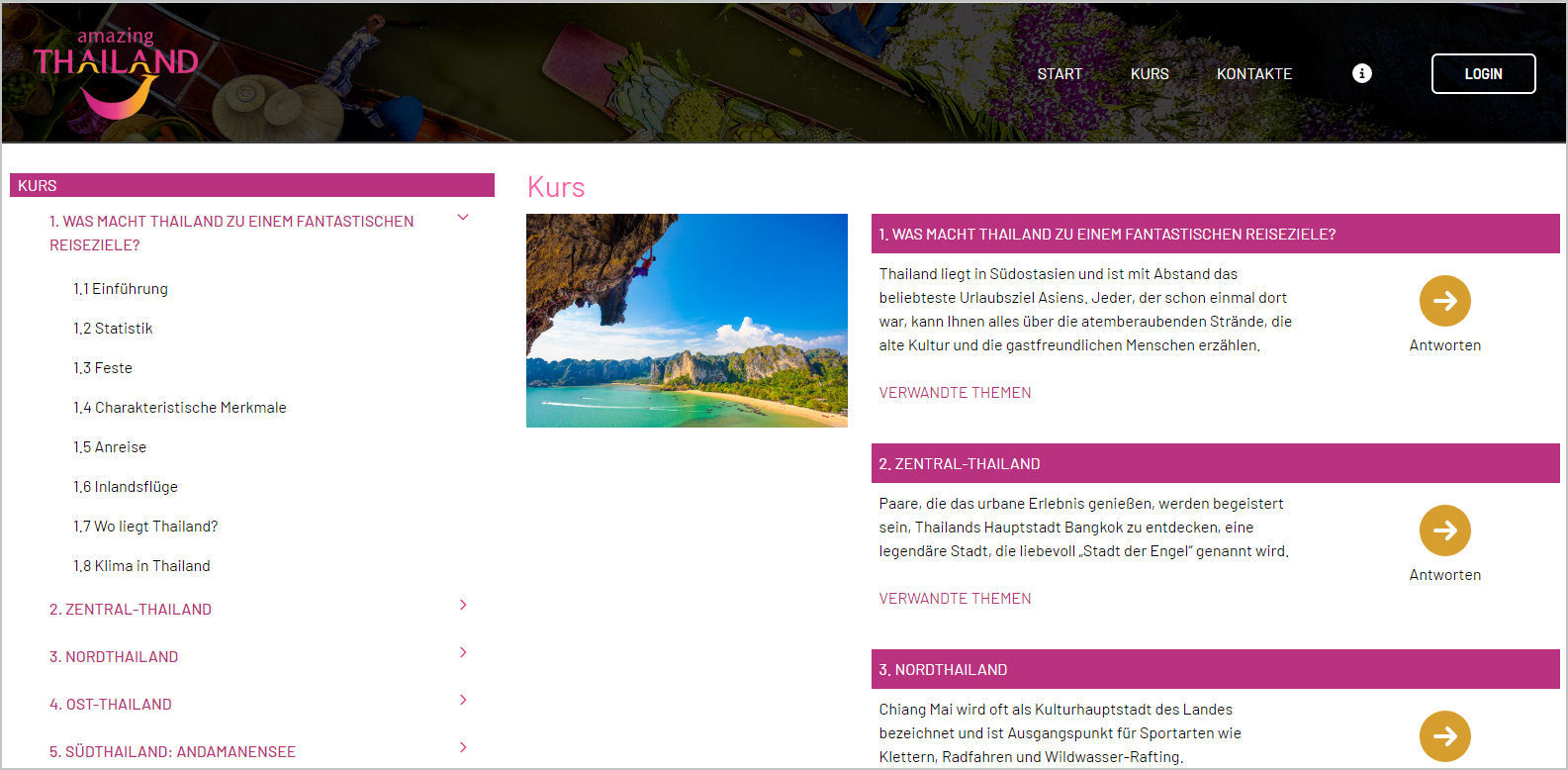Online QuizManager Kurse Kapitel Start
