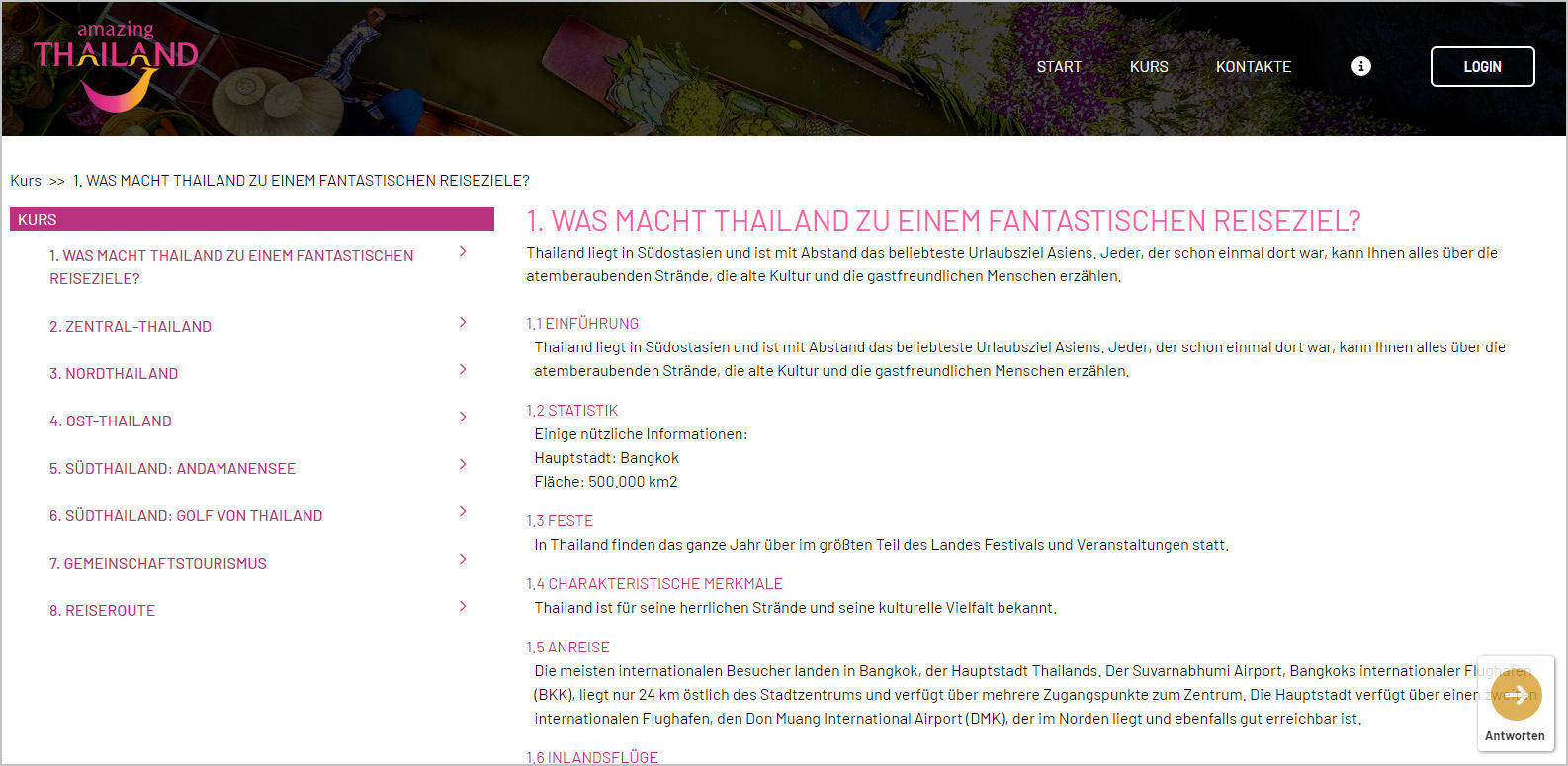 Online QuizManager Kurse Kapitel