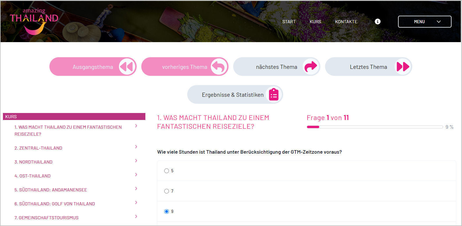 Online QuizManager Kurse Beantworten von Fragen