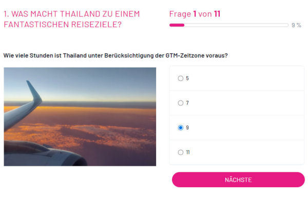 Online QuizManager Frage Beispiel