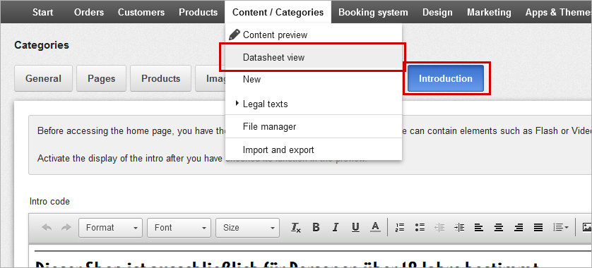 The content of this page is edited in the following screen: The content of this page is edited in the following screen: