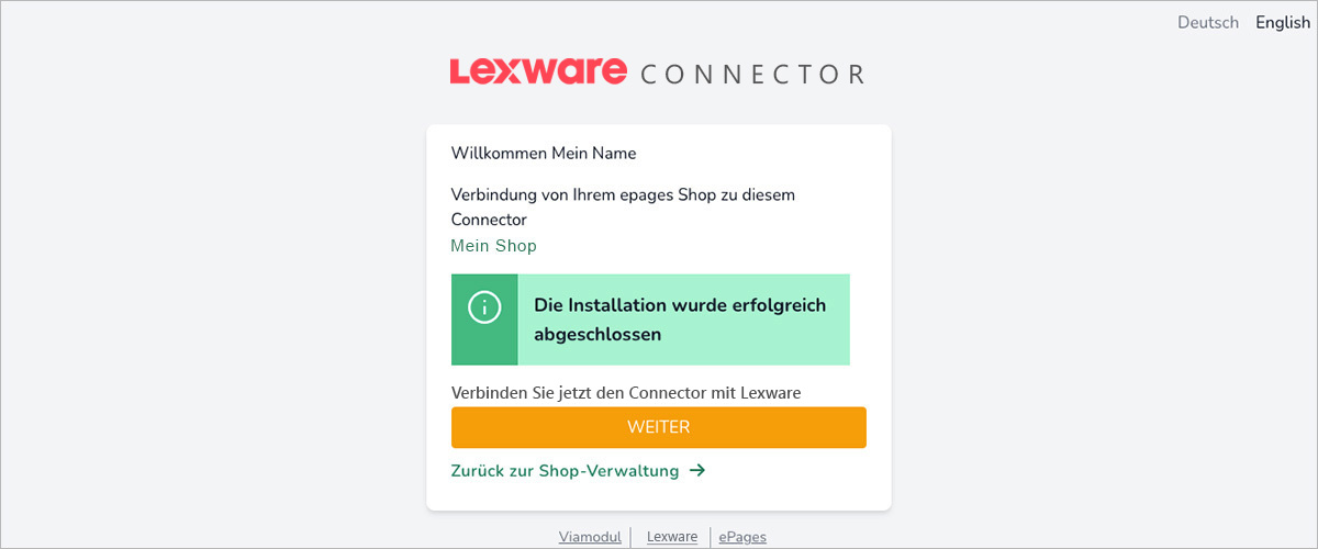 Dein Shop ist dem „Lexware Connector verbunden. Dein Shop ist dem „Lexware Connector verbunden.
