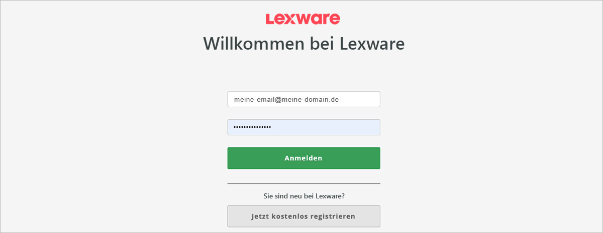 Melde Dich auf Deinem Lexware Konto an, oder registriere Dich, falls Du noch kein Lexware Konto besitzt. Melde Dich auf Deinem Lexware Konto an, oder registriere Dich, falls Du noch kein Lexware Konto besitzt.