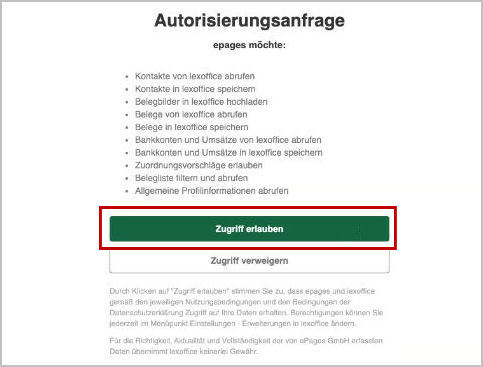 epages Lexware connector Verbindung erneuern Autorisierung epages Lexware connector Verbindung erneuern Autorisierung
