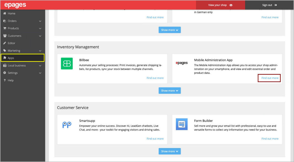 epages Now Mobile Administration Install App epages Now Mobile Administration Install App