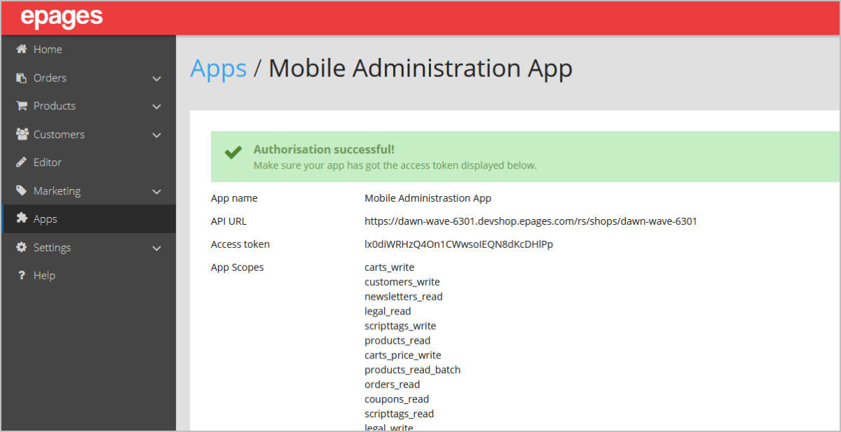 epages Now Mobile Administration App Installierung Fertig epages Now Mobile Administration App Installierung Fertig