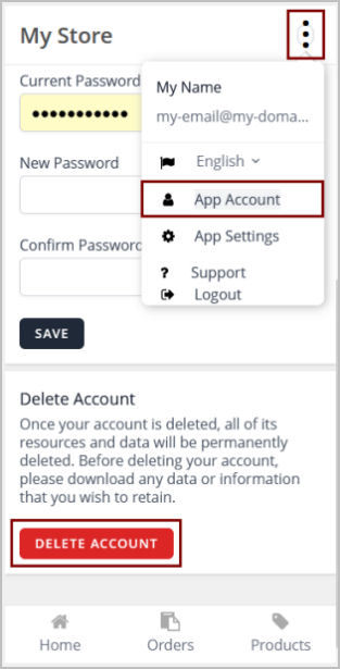epages Now Mobile Administration App delete account
