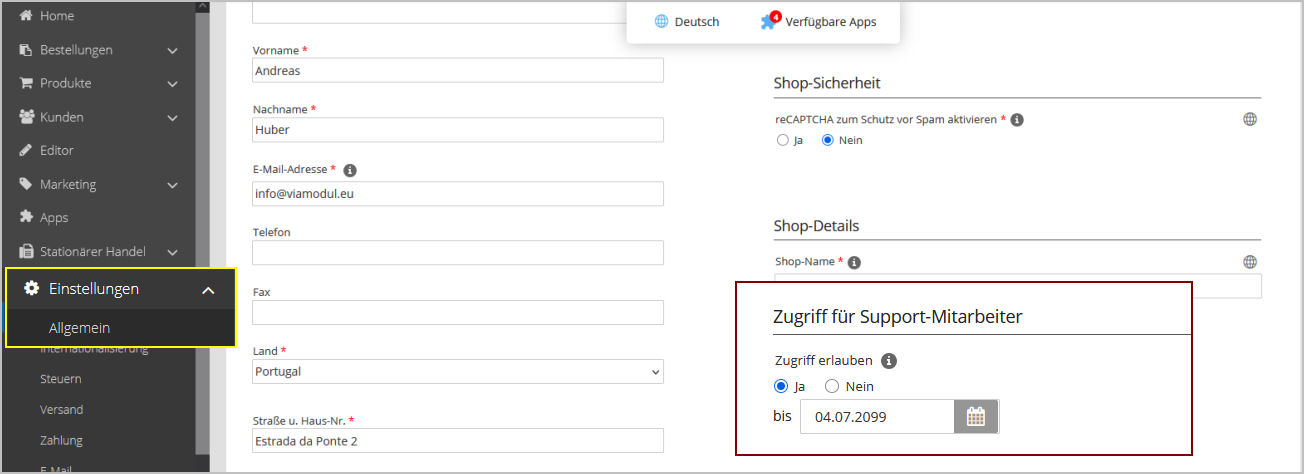 eapges Now Zugriff Support Mitarbeiter einrichten