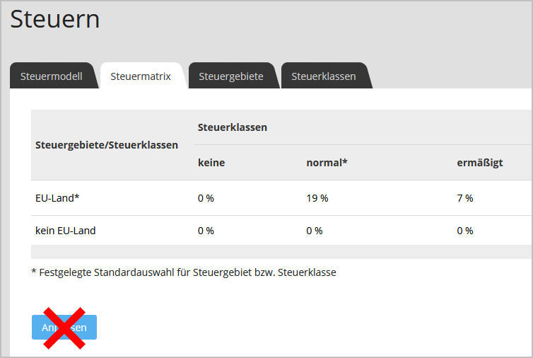 lexoffice epages Steuereinstellungen Steuermatrix