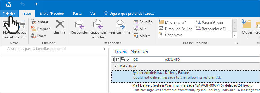 Exportar no Outlook mensagens para formato CSV