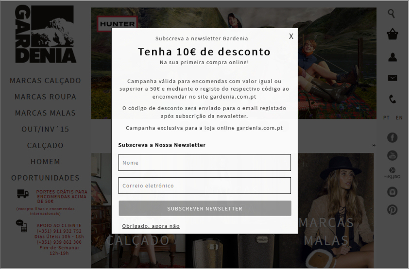 Envio Voucher por subscrição Newsletter com epages - CaseStudy Gardenia 